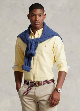 Camisas Oxford Ralph Lauren de corte entallado amarillas para hombre Camisas Oxford Ralph Lauren de corte entallado amarillas para hombre