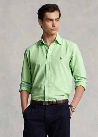 Camisas Oxford Ralph Lauren de corte entallado para hombre, color verde Camisas Oxford Ralph Lauren de corte entallado para hombre, color verde