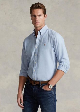 Camisas Oxford Ralph Lauren de corte entallado para hombre en azul Camisas Oxford Ralph Lauren de corte entallado para hombre en azul
