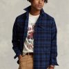 Camisas Ralph Lauren de mezcla de lana a cuadros para hombre, color azul marino Camisas Ralph Lauren de mezcla de lana a cuadros para hombre, color azul marino