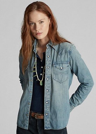 Camisas vaqueras azules índigo Ralph Lauren para mujer