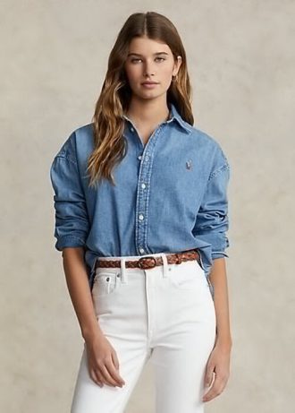Camisas vaqueras oversize azules de Ralph Lauren para mujer