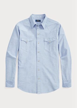 Camisas vaqueras Oxford de corte clásico Ralph Lauren azules para hombre Camisas vaqueras Oxford de corte clásico Ralph Lauren azules para hombre
