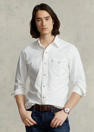 Camisas vaqueras Oxford de corte clásico Ralph Lauren blancas para hombre Camisas vaqueras Oxford de corte clásico Ralph Lauren blancas para hombre