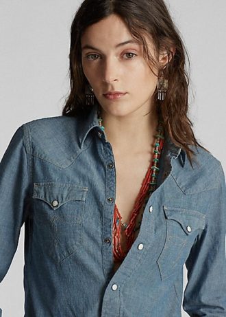 Camisas vaqueras Ralph Lauren Chambray índigo para mujer en azul