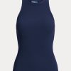 Camiseta de tirantes de algodón acanalado Ralph Lauren para mujer en color azul marino Camiseta de tirantes de algodón acanalado Ralph Lauren para mujer en color azul marino