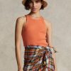 Camiseta de tirantes de algodón acanalado Ralph Lauren para mujer en color naranja