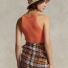 Camiseta de tirantes de algodón acanalado Ralph Lauren para mujer en color naranja