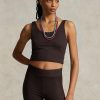 Camiseta sin mangas corta de jersey de ante marrón Ralph Lauren para mujer