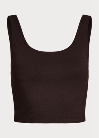 Camiseta sin mangas corta de jersey de ante marrón Ralph Lauren para mujer Camiseta sin mangas corta de jersey de ante marrón Ralph Lauren para mujer