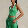 Camiseta sin mangas corta de jersey de ante verde Ralph Lauren para mujer