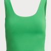 Camiseta sin mangas corta de jersey de ante verde Ralph Lauren para mujer