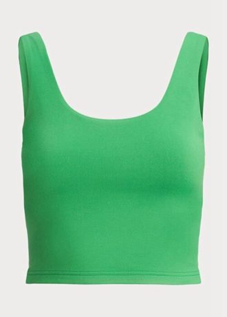 Camiseta sin mangas corta de jersey de ante verde Ralph Lauren para mujer Camiseta sin mangas corta de jersey de ante verde Ralph Lauren para mujer