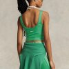 Camiseta sin mangas corta de jersey de ante verde Ralph Lauren para mujer