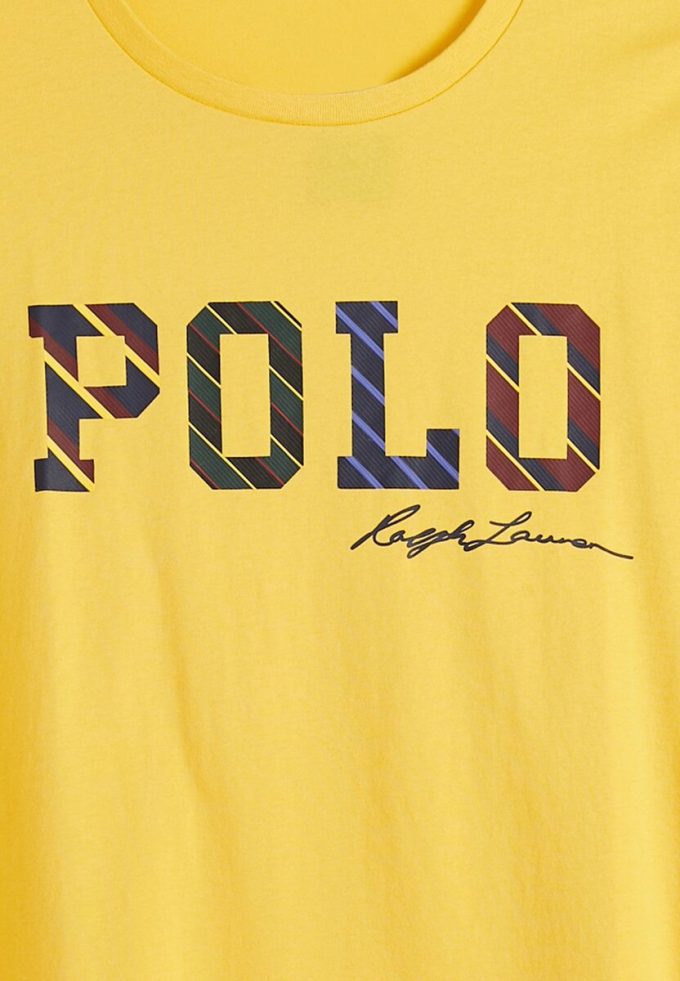 Camisetas amarillas de cuello redondo con el logotipo de Ralph Lauren para hombre Camisetas amarillas de cuello redondo con el logotipo de Ralph Lauren para hombre