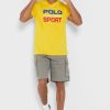 Camisetas amarillas de cuello redondo con el logotipo de Ralph Lauren para hombre