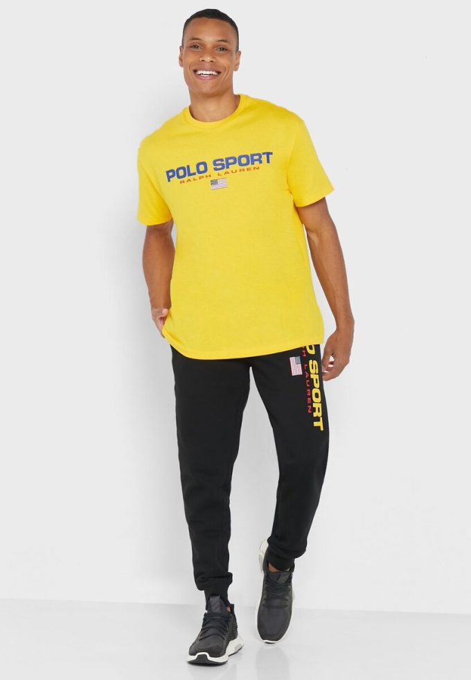 Camisetas amarillas de cuello redondo con el logotipo de Ralph Lauren para hombre