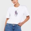 Camisetas blancas con cuello redondo y gráficos de Ralph Lauren para mujer