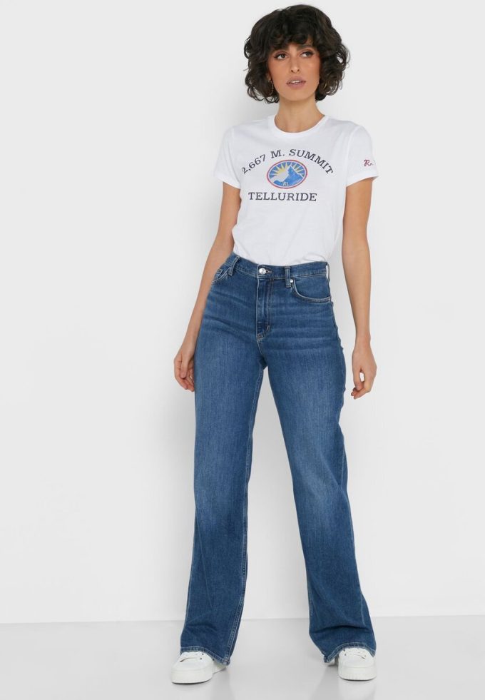 Camisetas blancas con cuello redondo y gráficos de Ralph Lauren para mujer