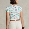Camisetas blancas de algodón acanalado con motivo de viaje de Ralph Lauren para mujer