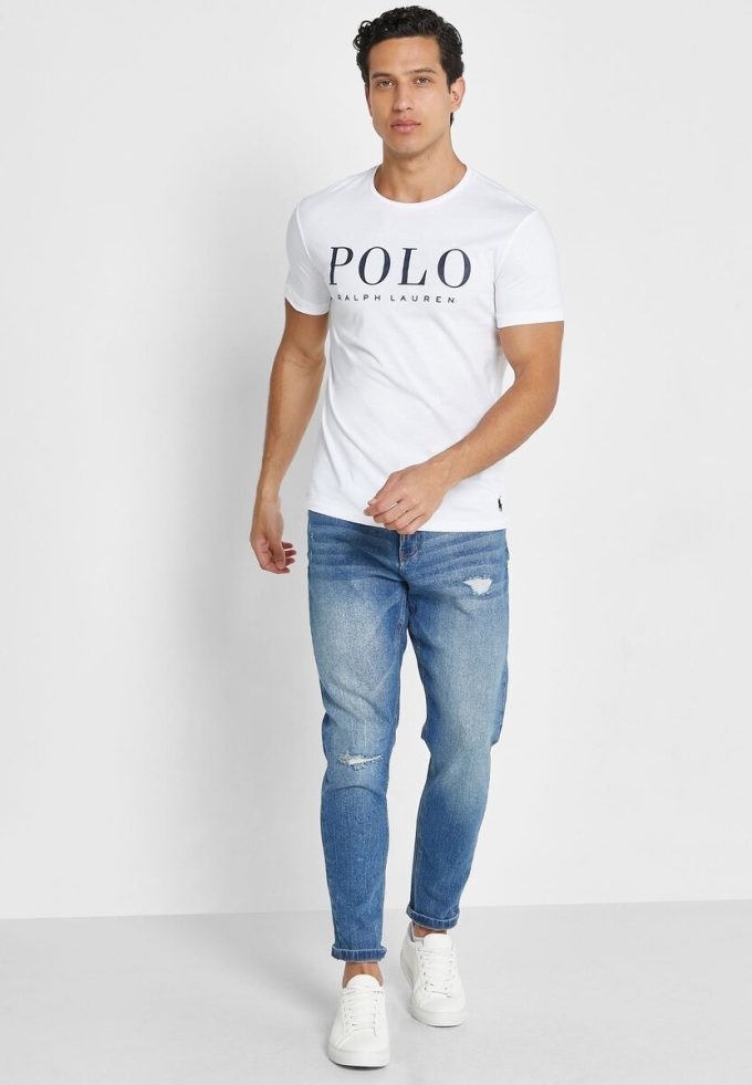 Camisetas blancas de cuello redondo con el logotipo de Ralph Lauren para hombre Camisetas blancas de cuello redondo con el logotipo de Ralph Lauren para hombre