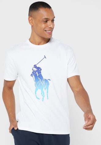 Camisetas blancas de cuello redondo con gráficos de Ralph Lauren para hombre Camisetas blancas de cuello redondo con gráficos de Ralph Lauren para hombre