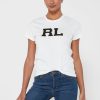 Camisetas blancas de cuello redondo con gráficos de Ralph Lauren para mujer