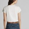 Camisetas blancas de cuello redondo de jersey de algodón Ralph Lauren para mujer Camisetas blancas de cuello redondo de jersey de algodón Ralph Lauren para mujer