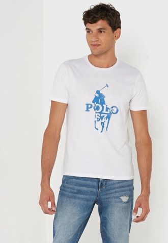 Camisetas blancas de cuello redondo estampadas de Ralph Lauren para hombre Camisetas blancas de cuello redondo estampadas de Ralph Lauren para hombre