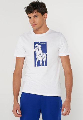 Camisetas blancas de cuello redondo estampadas de Ralph Lauren para hombre Camisetas blancas de cuello redondo estampadas de Ralph Lauren para hombre