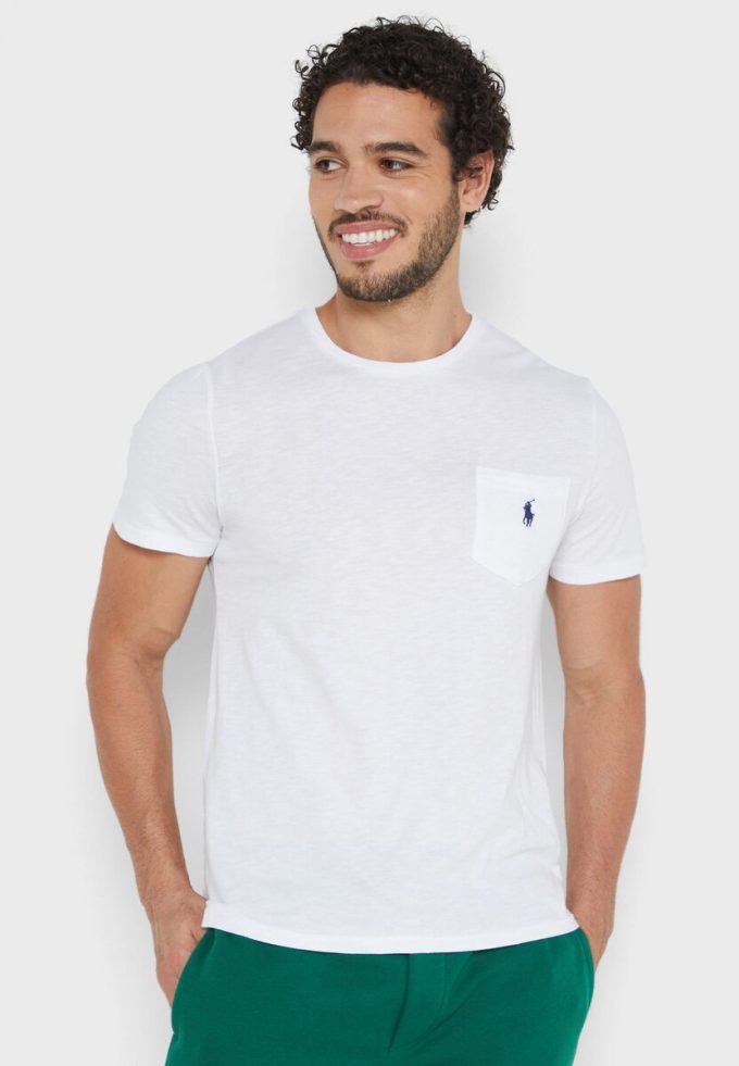 Camisetas blancas de cuello redondo Ralph Lauren Essential para hombre Camisetas blancas de cuello redondo Ralph Lauren Essential para hombre