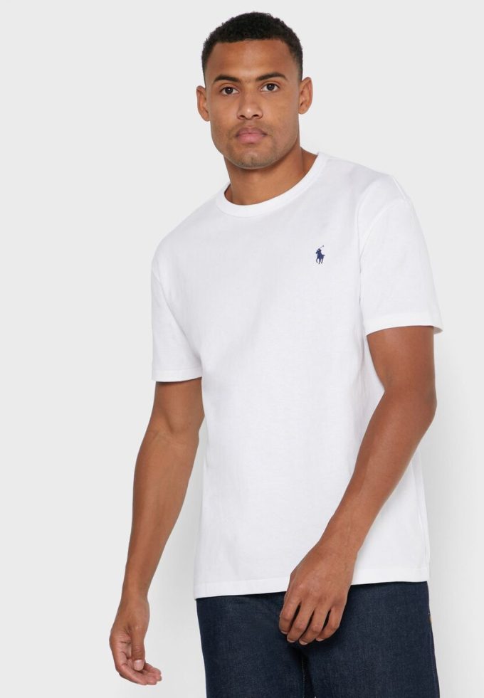 Camisetas blancas de cuello redondo Ralph Lauren Essential para hombre Camisetas blancas de cuello redondo Ralph Lauren Essential para hombre