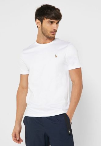 Camisetas blancas de cuello redondo Ralph Lauren Essential para hombre Camisetas blancas de cuello redondo Ralph Lauren Essential para hombre