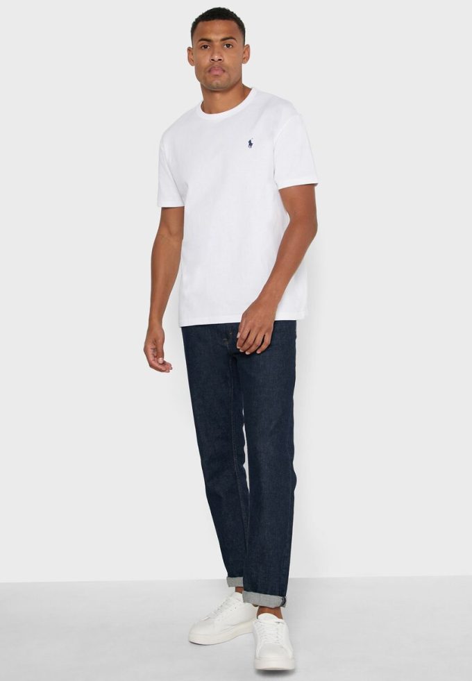 Camisetas blancas de cuello redondo Ralph Lauren Essential para hombre Camisetas blancas de cuello redondo Ralph Lauren Essential para hombre