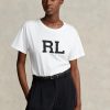 Camisetas blancas de jersey con el logotipo de Ralph Lauren RL para mujer