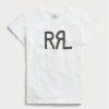 Camisetas blancas de jersey de algodón con el logotipo de Ralph Lauren para mujer Camisetas blancas de jersey de algodón con el logotipo de Ralph Lauren para mujer