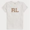 Camisetas blancas de jersey Ralph Lauren RL con apliques de gamuza para mujer
