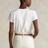 Camisetas blancas de jersey Ralph Lauren RL con apliques de gamuza para mujer