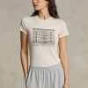 Camisetas de algodón acanaladas con gráficos ajustados de Ralph Lauren para mujer en color rosa Camisetas de algodón acanaladas con gráficos ajustados de Ralph Lauren para mujer en color rosa
