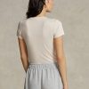 Camisetas de algodón acanaladas con gráficos ajustados de Ralph Lauren para mujer en color rosa Camisetas de algodón acanaladas con gráficos ajustados de Ralph Lauren para mujer en color rosa