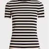 Camisetas de algodón elástico a rayas Ralph Lauren para mujer en color azul marino Camisetas de algodón elástico a rayas Ralph Lauren para mujer en color azul marino