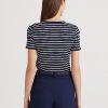 Camisetas de algodón elástico a rayas Ralph Lauren para mujer en color azul marino Camisetas de algodón elástico a rayas Ralph Lauren para mujer en color azul marino