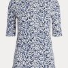 Camisetas de algodón elástico con estampado floral de Ralph Lauren para mujer en azul Camisetas de algodón elástico con estampado floral de Ralph Lauren para mujer en azul