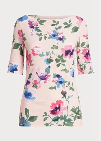 Camisetas de algodón elástico con estampado floral de Ralph Lauren para mujer en color rosa Camisetas de algodón elástico con estampado floral de Ralph Lauren para mujer en color rosa