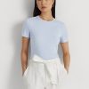 Camisetas de algodón elástico Ralph Lauren azules para mujer Camisetas de algodón elástico Ralph Lauren azules para mujer