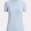 Camisetas de algodón elástico Ralph Lauren azules para mujer Camisetas de algodón elástico Ralph Lauren azules para mujer