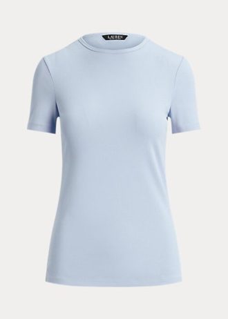 Camisetas de algodón elástico Ralph Lauren azules para mujer Camisetas de algodón elástico Ralph Lauren azules para mujer