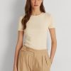 Camisetas de algodón elástico Ralph Lauren para mujer en color crema Camisetas de algodón elástico Ralph Lauren para mujer en color crema