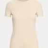 Camisetas de algodón elástico Ralph Lauren para mujer en color crema Camisetas de algodón elástico Ralph Lauren para mujer en color crema