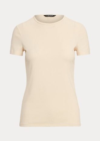 Camisetas de algodón elástico Ralph Lauren para mujer en color crema Camisetas de algodón elástico Ralph Lauren para mujer en color crema